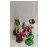 7 Colored Base Minature Oil Lamps