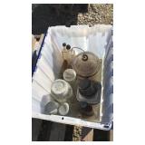 Tote with Vintage Bottles and Jars