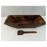 Replica Primative Dough Bowl with Wooden Paddle
