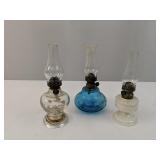 3 Small Vintage Oil Lamps