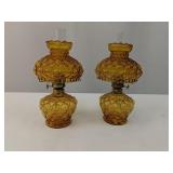 Pair of Amber Oil Lamps