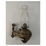 Vintage Metal Wall Sconce with Oil Lamp