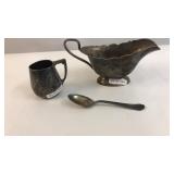 Silver Cup, Pitcher and Spoon