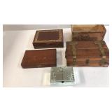 4- Wooden Boxes, 1- Glass