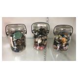 3 Mason Jars W/ Buttons