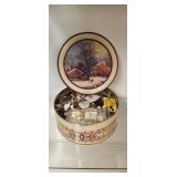 Large Currier&Ives Tin of Buttons