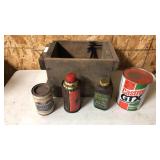 Wood Box With old Cans