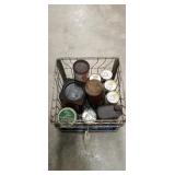 Vintage Oil Cans with Crate