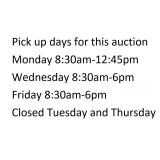 Pick up times for this auction
