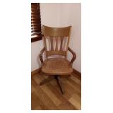 Wooden Desk Chair with Swivel Cane Seat