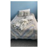 Bed with Bedding and Frame