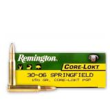 30-06 SPRG Remington Core-Lokt PSP 150 GR 20Rds