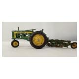 Vintage Diecast JD Tractor with Plow