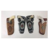 4- Early Cap Guns w/ Holsters