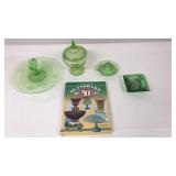 Green Glassware w/ Collectors Book