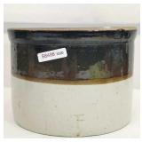 Brown and White Pottery Crock