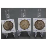 3 Morgan Dollar Coins-1896, 1898, and 1900