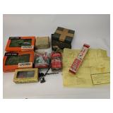 Assorted Train Layout Supplies, Empty Track Box