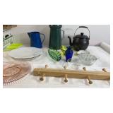 Asst Glassware, Oil Can, Tea Pot, Plates
