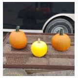 3 Pumpkins, 2 Orange and 1 Yellow