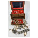 Wood Jewelry Box With Jewelry