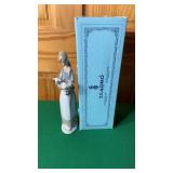 Retired Lladro Girl With Lamb 4.505