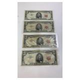 1963 Red Seal $5 Bill.  Times 4