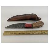 Handmade Damascus Steel Knife Wooden Handle