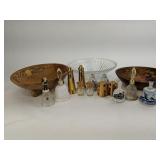 Vintage Wooden Bowls, Salt and Pepper, Bells