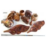 Box lot of Wooden Dishes