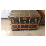 Early Steamer Trunk, Wood, Brass, Leather