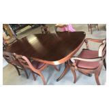 Vintage Hardwood Table w/ 6 Chairs