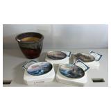 Thomas Kinkade  Plates and Terracotta Plant Pot