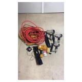 Lot of Air Nailers, Hoses, and Nails
