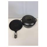 "Lodge" Cast Iron Pan and Pot