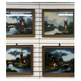 Four Framed Hand Painted  Pictures