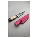 Custom Damascus Steel Knife w/Sheath