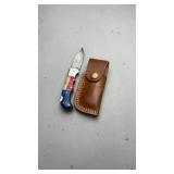 Custom Damascus Folding Knife w/Sheath