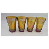 Gold Indiana Carnival Glass Tumblers Harvest Grape