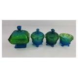 Blue & Green Glass Candy Dishes