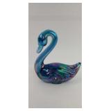Fenton Glass Iridescent Blue Swan