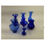 Assorted Blue Glass Vases