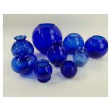 Assorted Blue Glass Vases