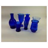Assorted Blue Glass Vases