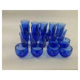 Blue Glass Assortment Of Drinking Glasses