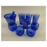 Colbalt Blue Glass With Windmill