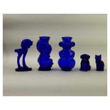 Assortment Of Colbalt Blue Glass Animals