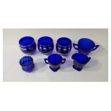 Assorted Cobalt Blue Glass Cups