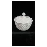 Fenton Hobnail Milk Glass Candy Dish With Lid