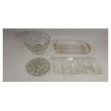 Clear Glass Bowl, Candle Holders, Flower Frog,
